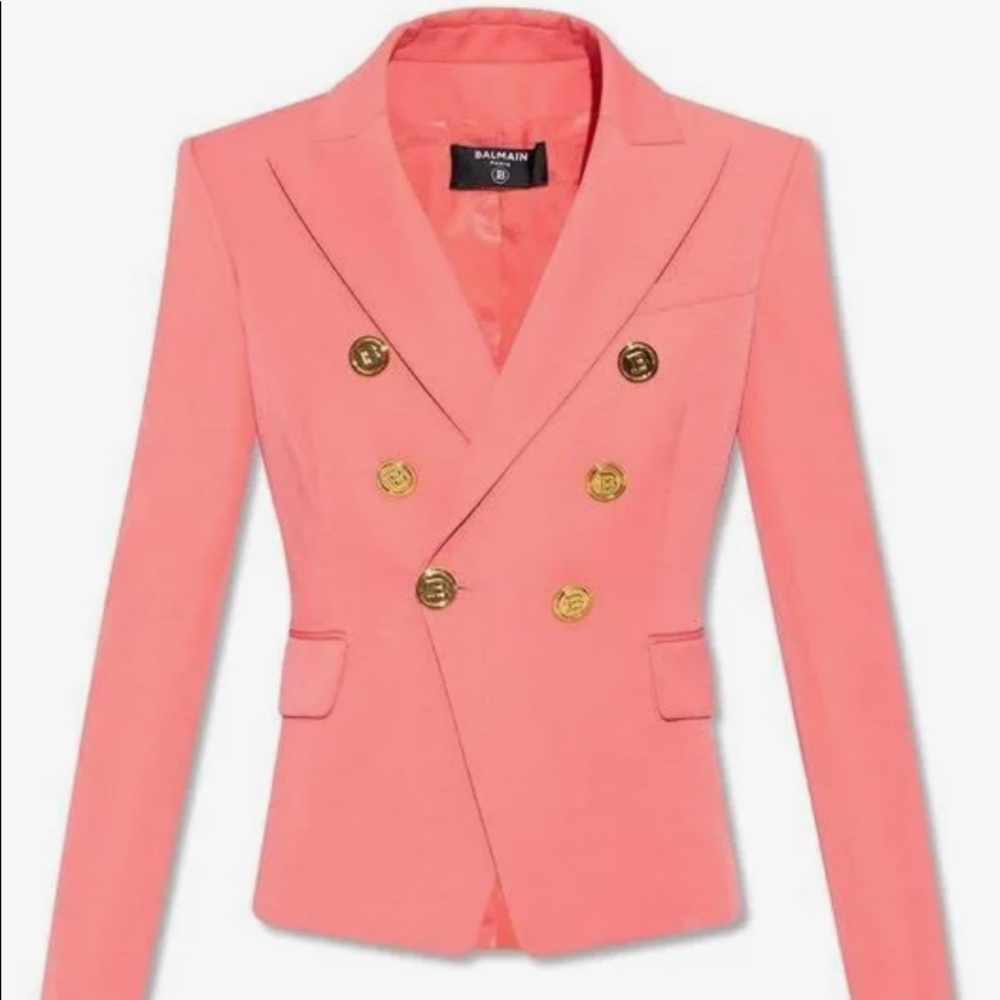 Price Drop!⬇️NWT Balmain Salmon Pink Grain De Poudre Blazer Jacket